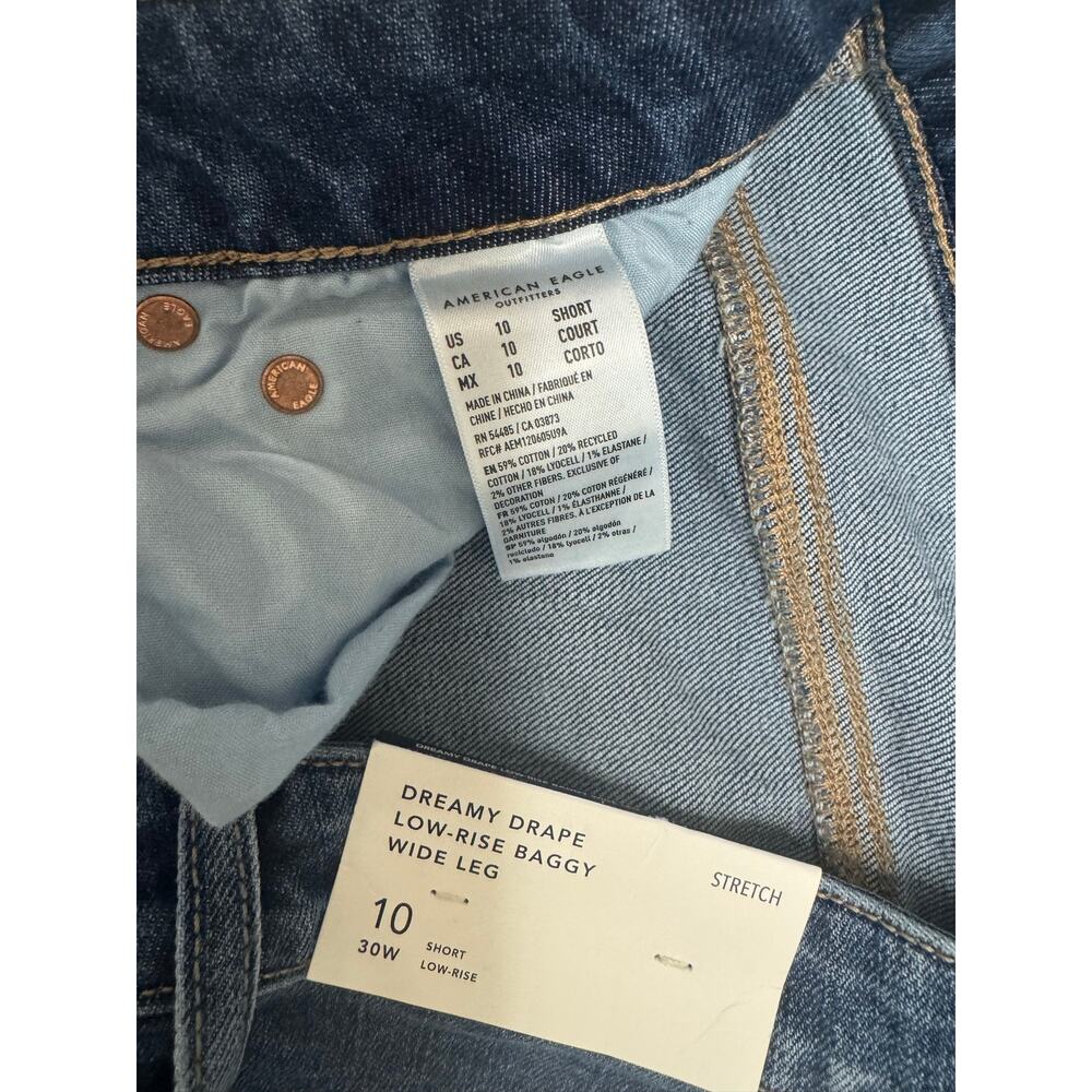 NWT American Eagle Low Rise Wide Leg Raw Hem Jeans Size 10S - Picture 3 of 4